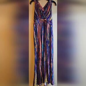 Soma Multicolor Striped Criss Cross Strap Maxi Dress - Size Medium